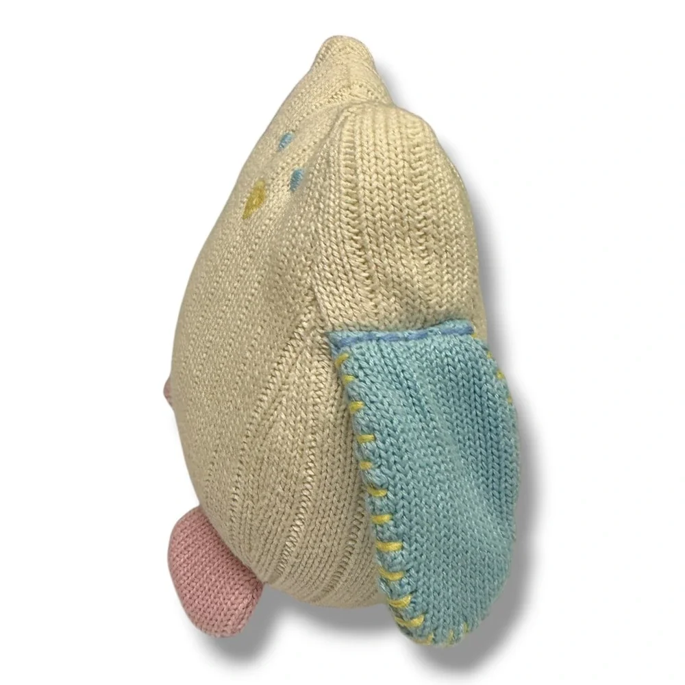 Pottery Barn Kids Knit Owl Plush Weighted Stuffed Animal Ivory Blue Pink 2007‎